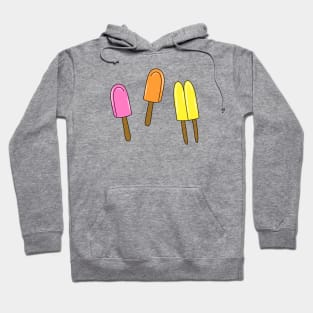 Summertime Pink, Orange and Yellow Popsicle Cartoon Trio Pattern, made by EndlessEmporium Hoodie